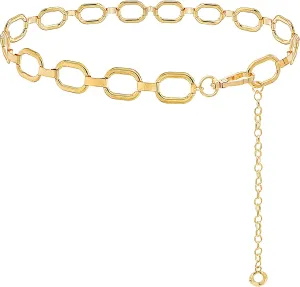 LIMHOO Metal Waist Chain for Women Chunky Belly Link Chain Belt for Dresses