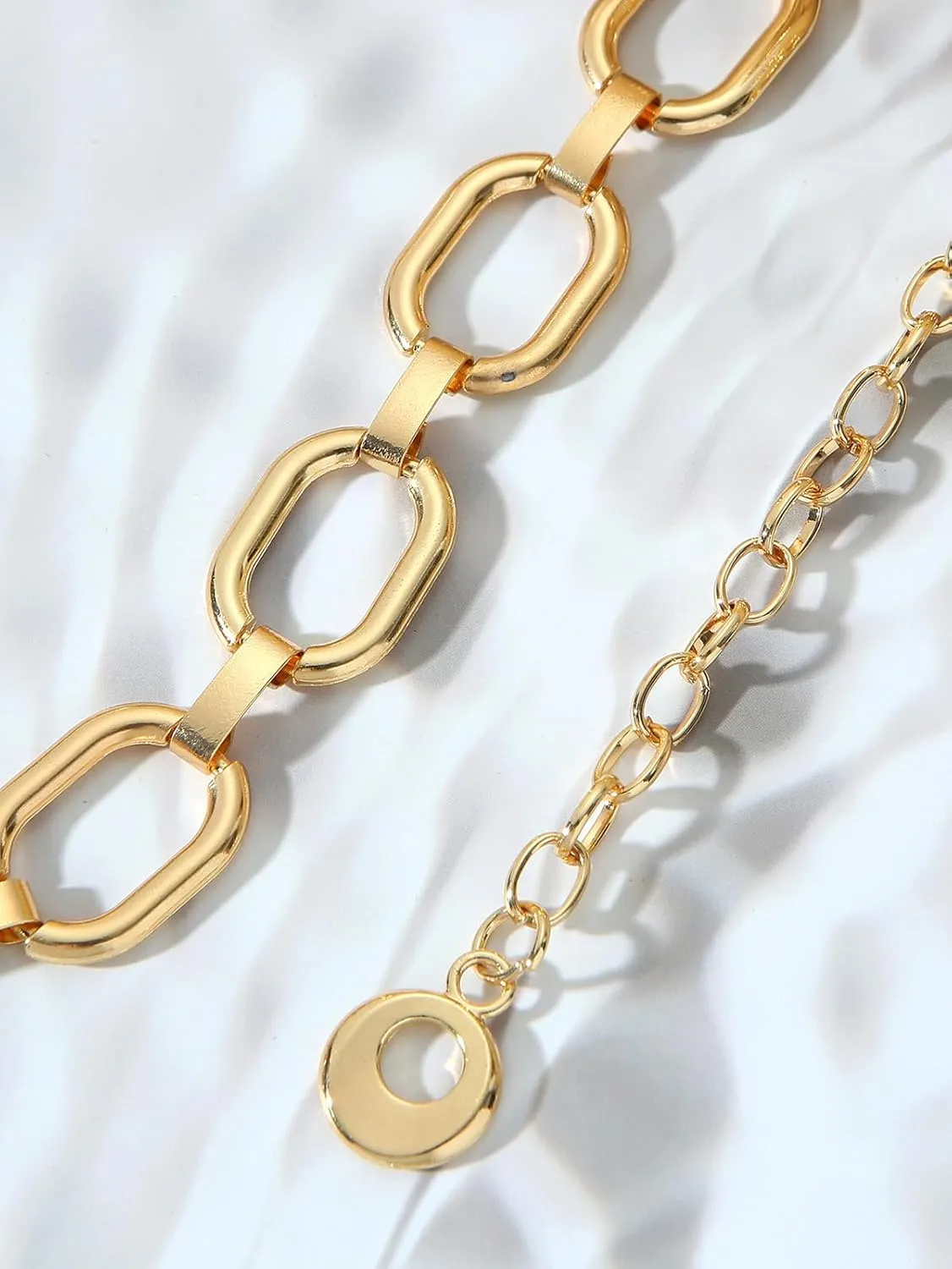 LIMHOO Metal Waist Chain for Women Chunky Belly Link Chain Belt for Dresses