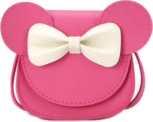 Little Mouse Ear Bow Crossbody Purse,PU Shoulder Handbag for Kids Girls Toddlers