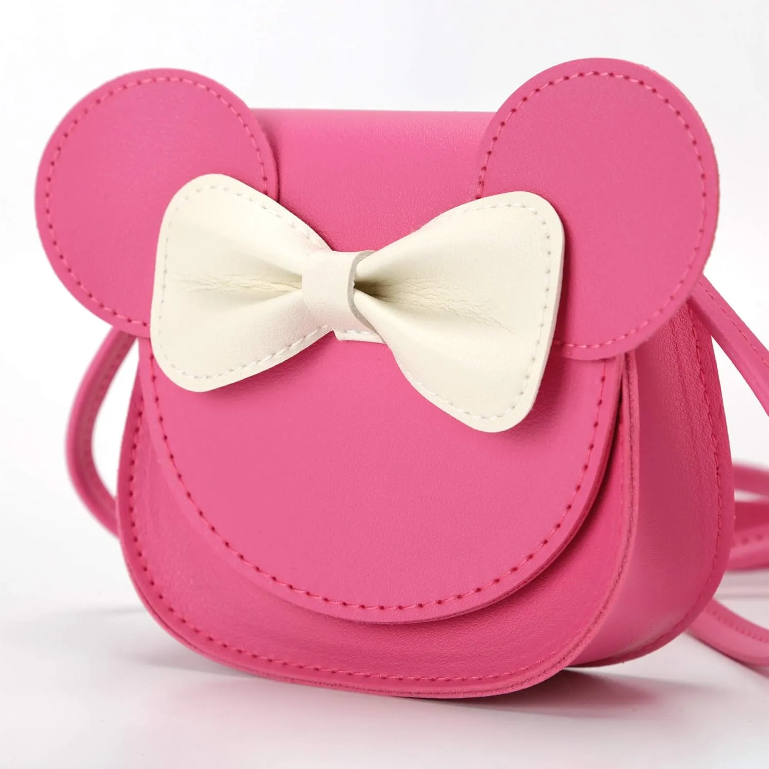 Little Mouse Ear Bow Crossbody Purse,PU Shoulder Handbag for Kids Girls Toddlers
