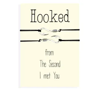 Long distance Relationship Gifts - Hooked on you, Boyfriend Gift, Couples Bracelets, Fish Hook Bracelet, Fisherman's Gift, Couples Gifts, Friendship Bracelet Set, A68
