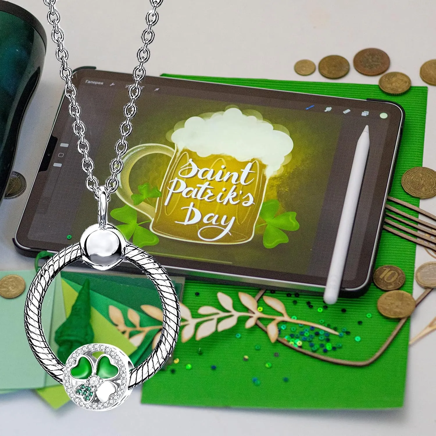 Lucky Four-Leaf Clover Charm Good Luck Bead for Pandora Charm Bracelet