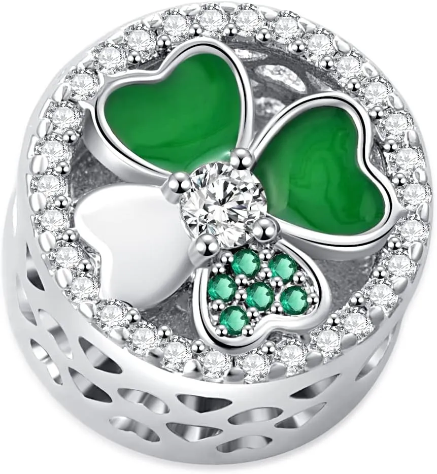 Lucky Four-Leaf Clover Charm Good Luck Bead for Pandora Charm Bracelet