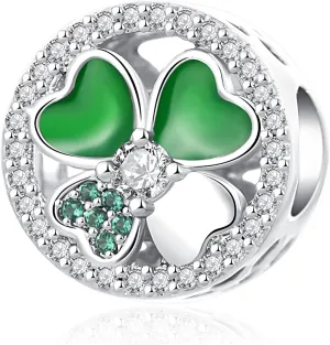 Lucky Four-Leaf Clover Charm Good Luck Bead for Pandora Charm Bracelet