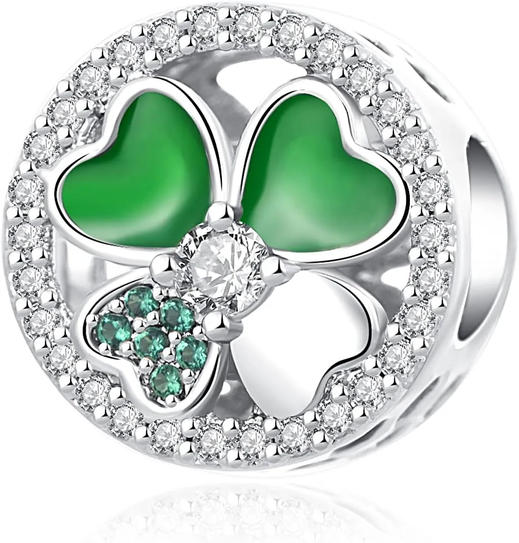 Lucky Four-Leaf Clover Charm Good Luck Bead for Pandora Charm Bracelet