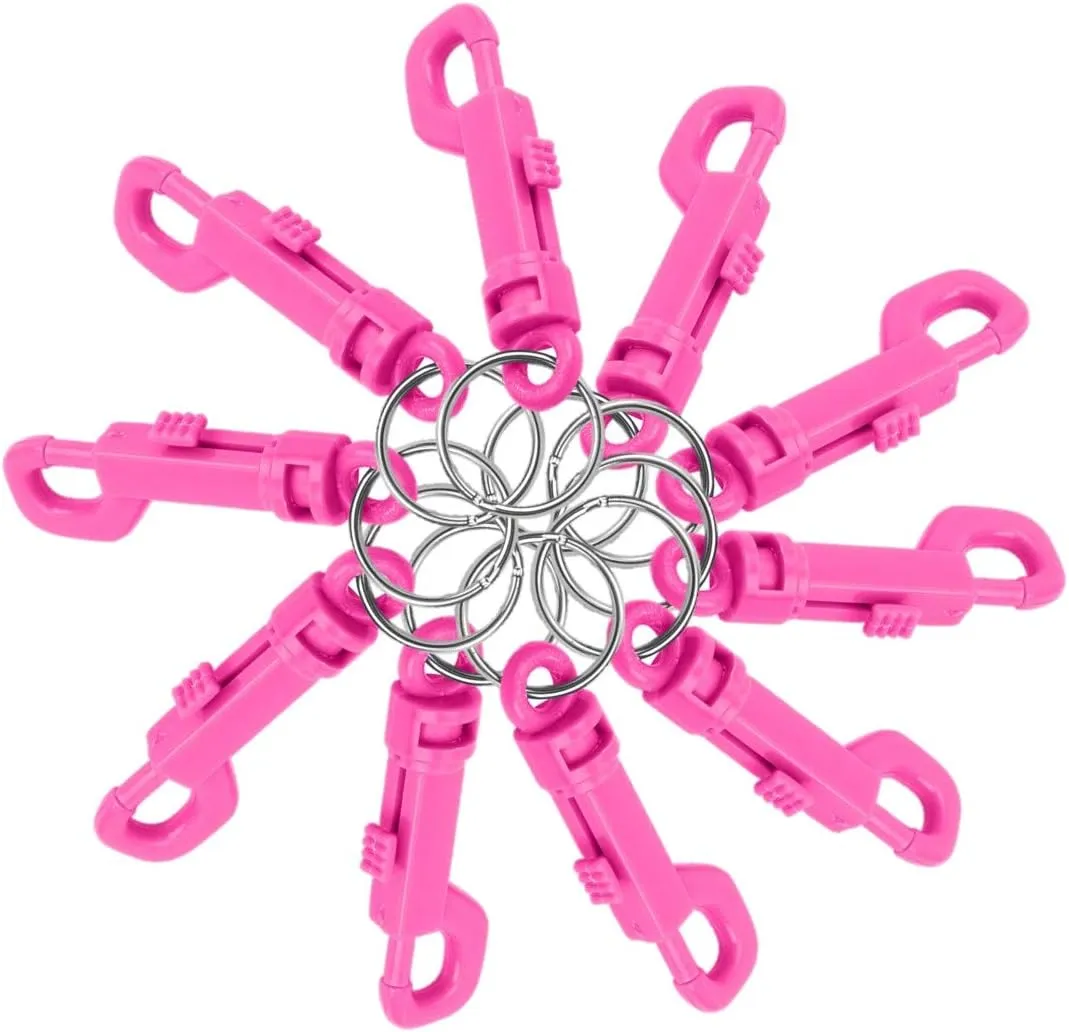 Lucky Line Plastic Key Clip for Backpacks, Belts, Keys, Party Favors, Arts and Crafts, Pink, 25 Per Bag (41566)