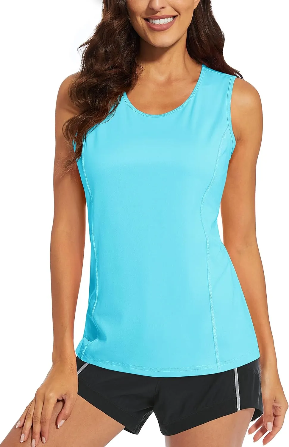 MAGCOMSEN Women's Sleeveless Workout Shirts UPF 80  Dry Fit Running Wicking Tank Tops Athletic Gym Summer