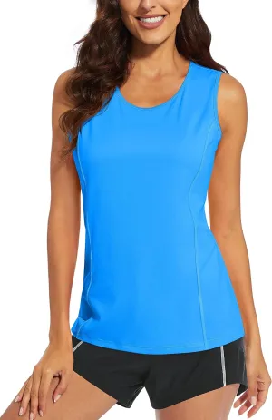 MAGCOMSEN Women's Sleeveless Workout Shirts UPF 80  Dry Fit Running Wicking Tank Tops Athletic Gym Summer