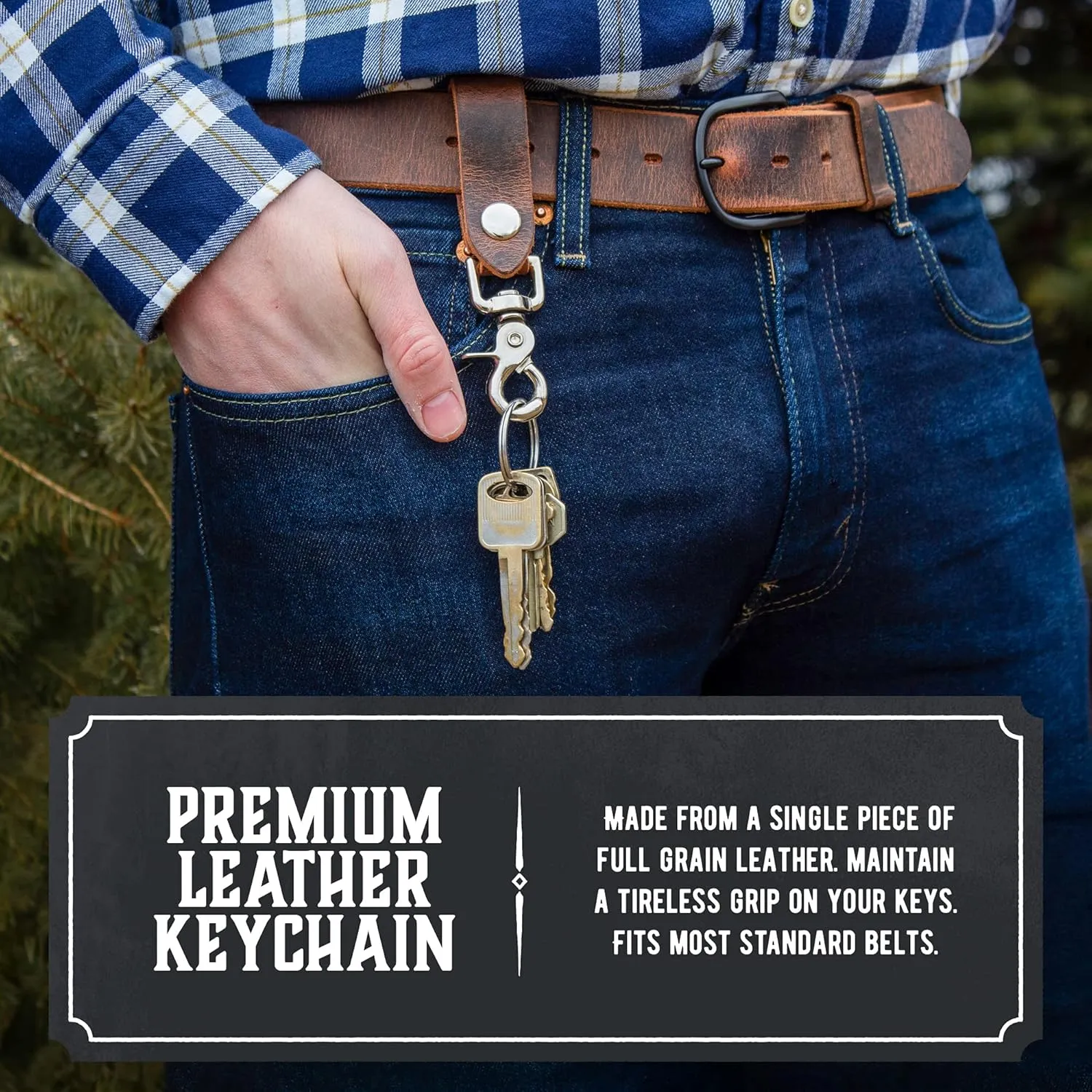 Main Street Forge | Full Grain Leather Keychain for Men | Made in USA | Hand Made | Luxury Valet Key Chain