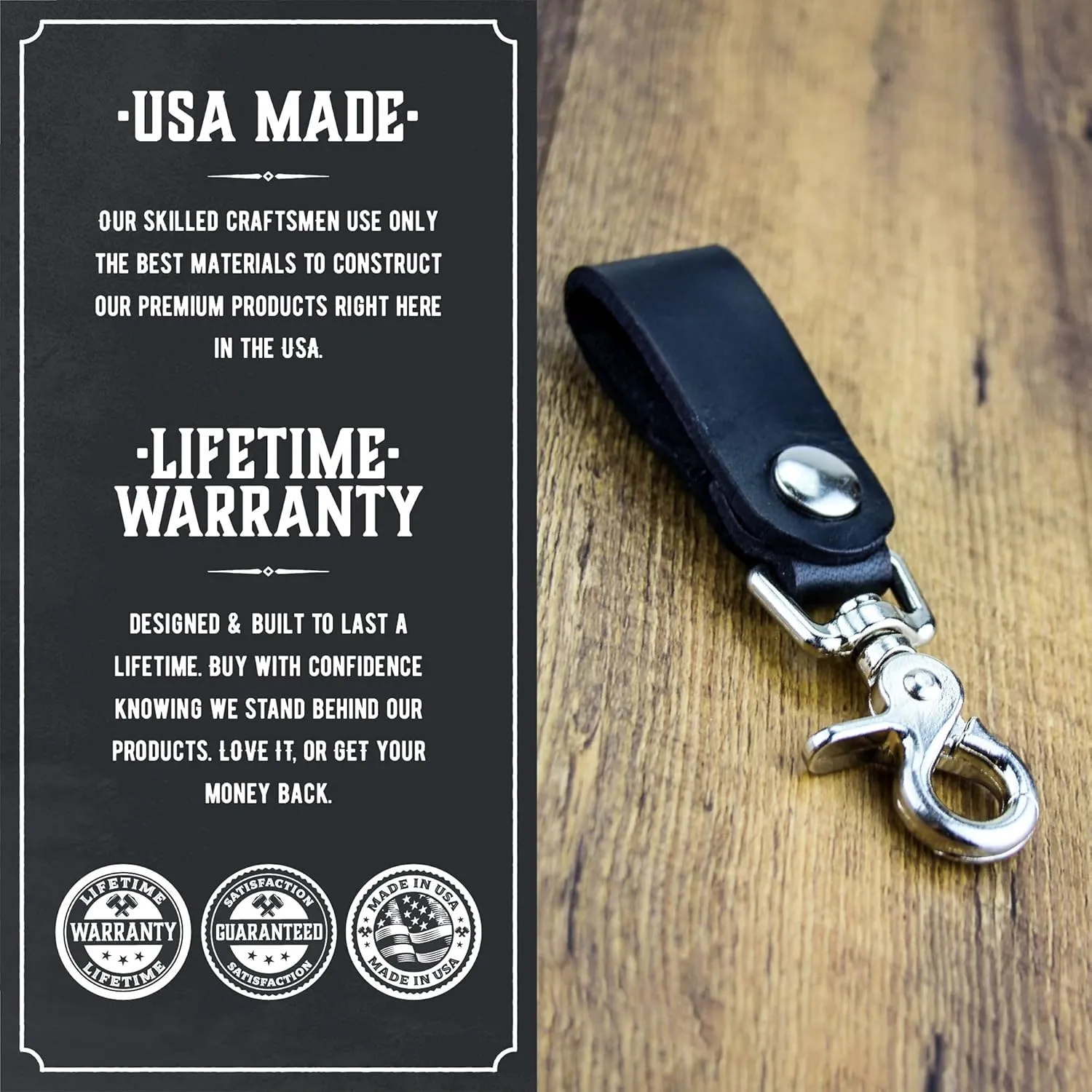 Main Street Forge | Full Grain Leather Keychain for Men | Made in USA | Hand Made | Luxury Valet Key Chain