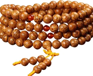 Mala Meditation Buddhist Prayer Beads Necklace, Bracelet, 108 Mala Bracelet Wood Bodhi, Natural Wood Prayer Bead for Meditation Buddha Cuff Tibetan Buddhist Necklace Jewelry