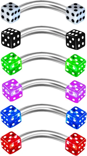 MATIGA 6Pcs Steel 16 gauge 5/16 8mm curved barbell Piercing Jewelry Rook Cartilage Tragus Daith Eyebrow 3mm UV Acrylic More Choices