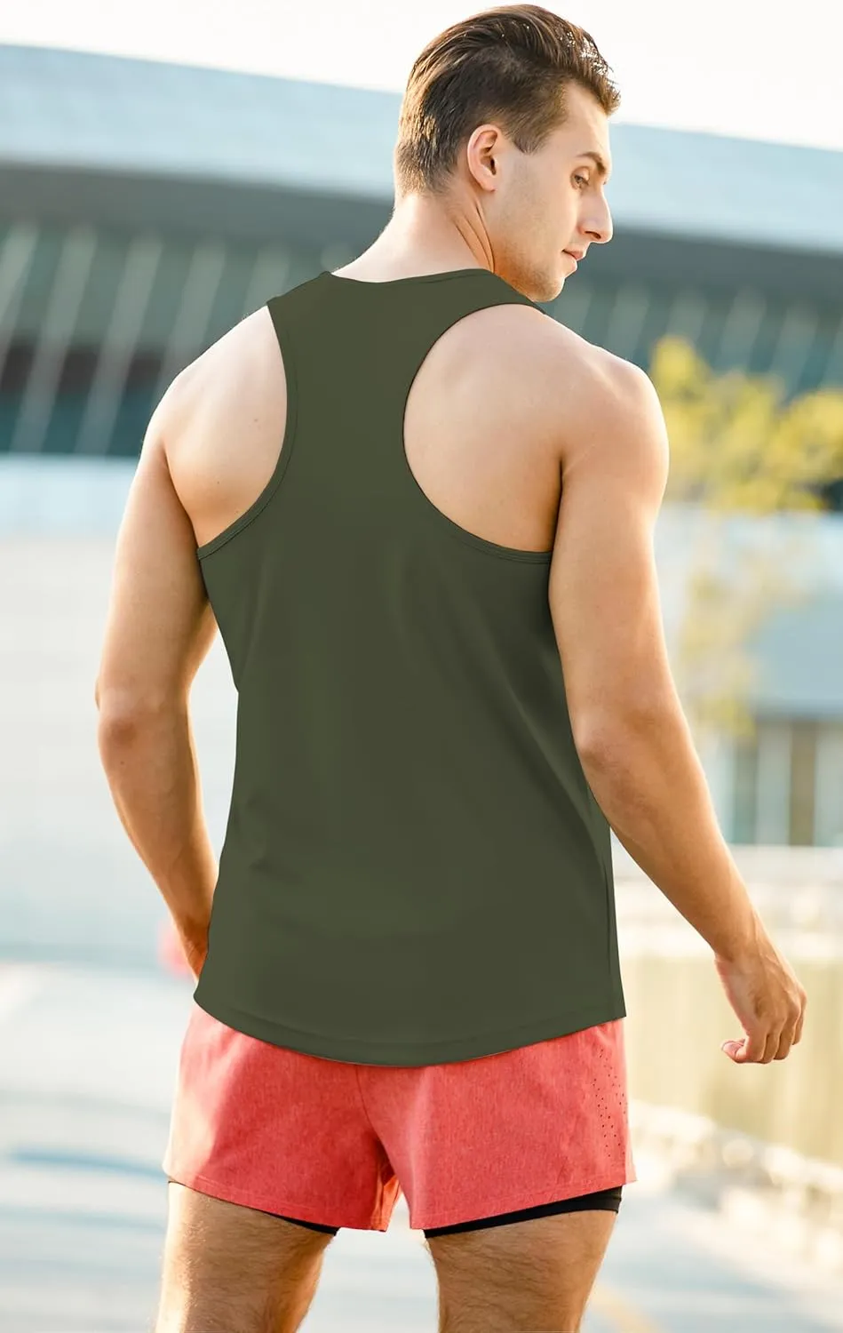 meioro Men's Workout Tank Top Y-Back Mesh Sleeveless Shirts Gym Bodybuilding Fitness Muscle T Shirt Dry Fit Athletic Tops