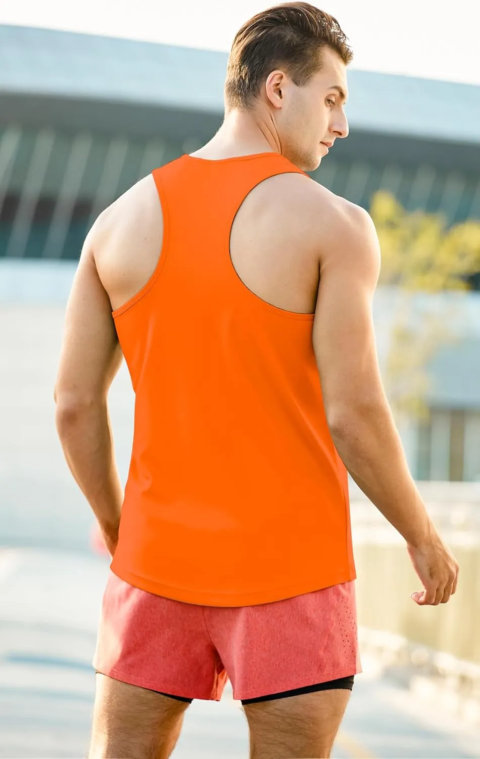 meioro Men's Workout Tank Top Y-Back Mesh Sleeveless Shirts Gym Bodybuilding Fitness Muscle T Shirt Dry Fit Athletic Tops
