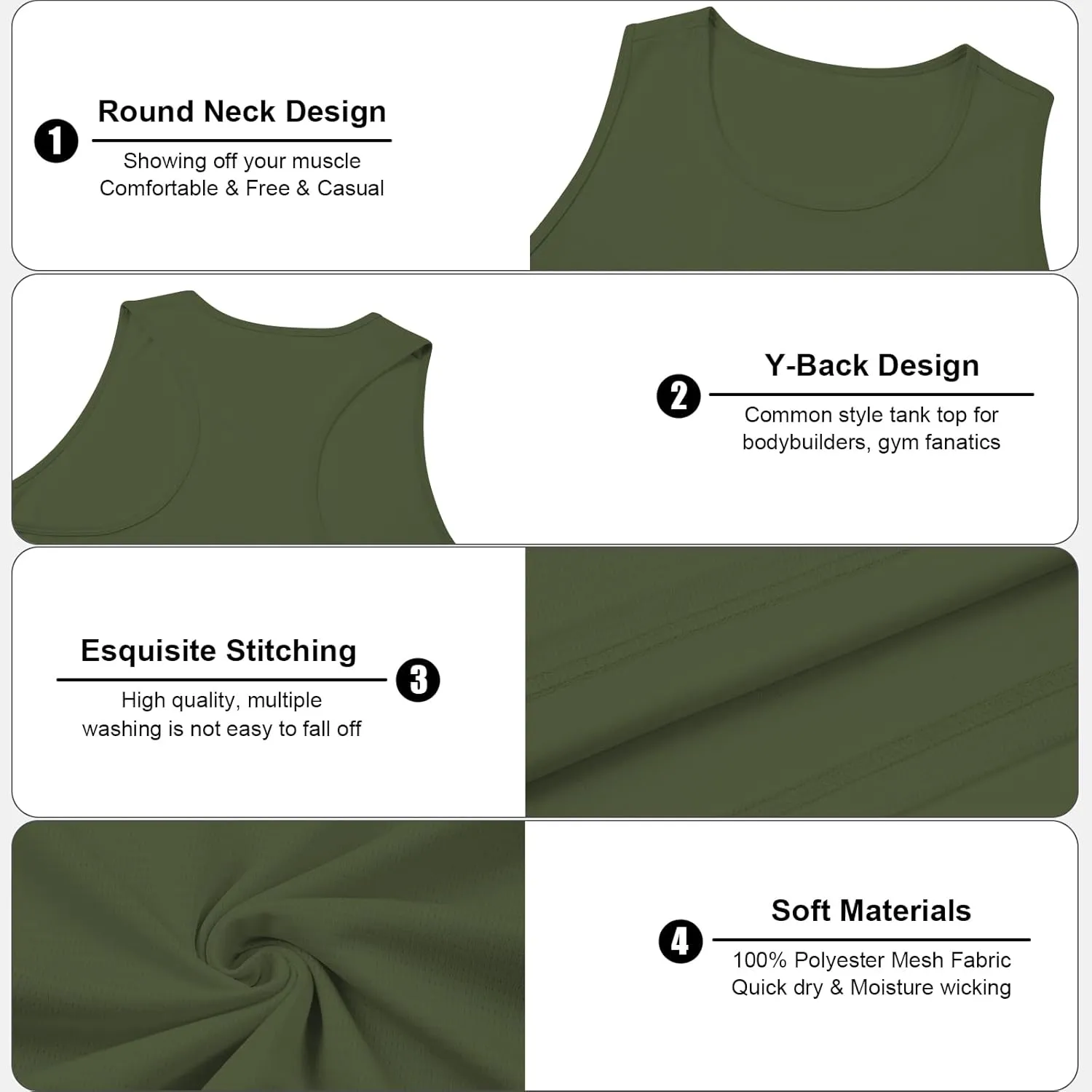 meioro Men's Workout Tank Top Y-Back Mesh Sleeveless Shirts Gym Bodybuilding Fitness Muscle T Shirt Dry Fit Athletic Tops