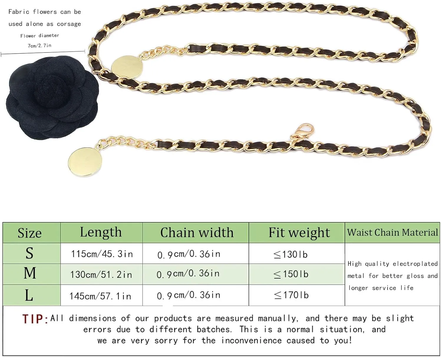 Metal waist chain dress Thin waist belt for women with skirt banquet party dress Large size belt for women Jeans accessories