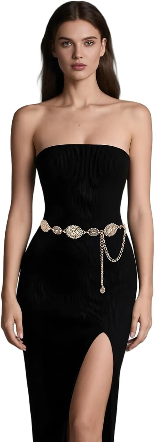 Metal Waist Chain Retro Fashion Body Belly Belt Gold Silver Belts Jewelry Accessories for Women Girls