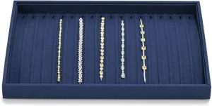 Microfiber Jewelry Trays 16 Slots Necklace Tray Necklace Bracelet Display Tray Jewelry Drawer Organizer Tray Necklace Holder for Necklace,Bracelets,Watch Storage(Blue)