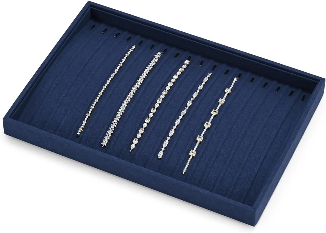 Microfiber Jewelry Trays 16 Slots Necklace Tray Necklace Bracelet Display Tray Jewelry Drawer Organizer Tray Necklace Holder for Necklace,Bracelets,Watch Storage(Blue)