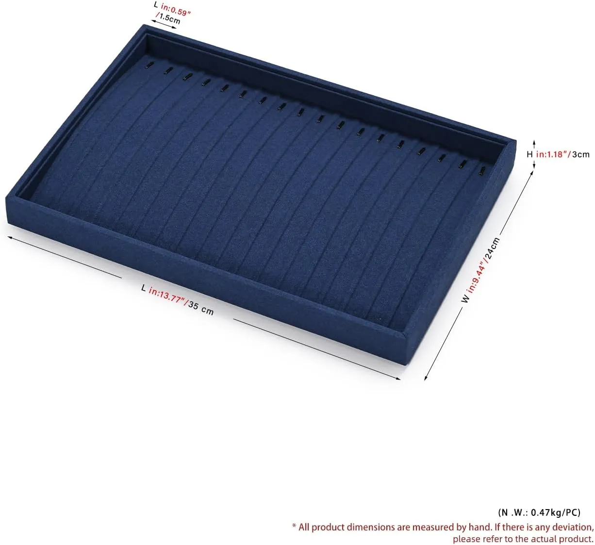 Microfiber Jewelry Trays 16 Slots Necklace Tray Necklace Bracelet Display Tray Jewelry Drawer Organizer Tray Necklace Holder for Necklace,Bracelets,Watch Storage(Blue)