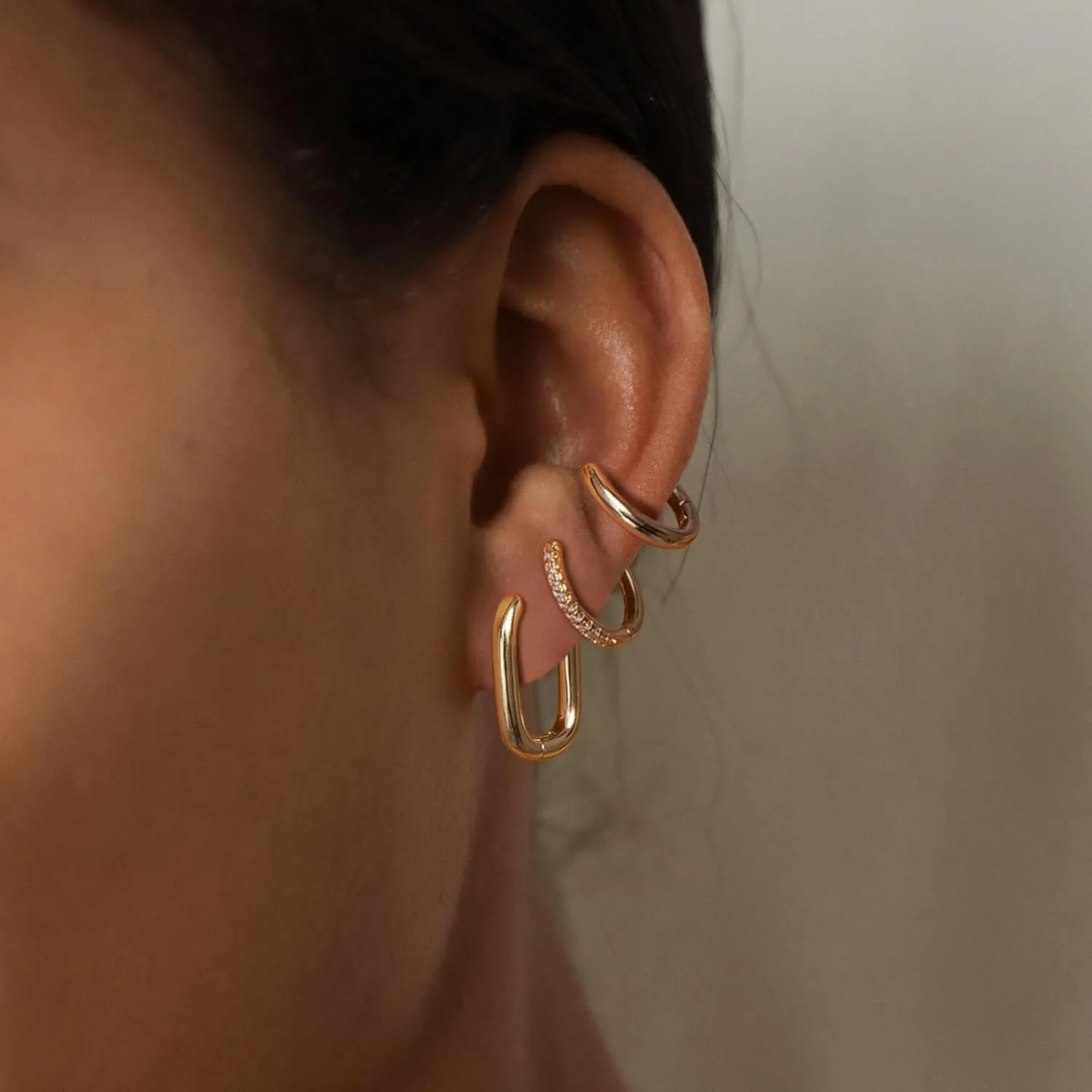 MIDEEO Gold/Sliver Chunky Hoop Earrings Set for Women, 14K Gold Plated Twisted Huggie Hoop Earring Hypoallergenic Thick Open Lightweight Chunky Hoop Earrings Jewelry for Gifts