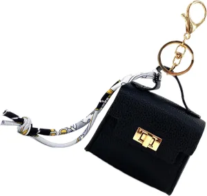 Mini Backpack Keychain Coin Purse for Women Small Keychain Purse Change Pouch Key Chain Change Purse Little Miniature Bag Charm Cute Key Headset Bag (Black)