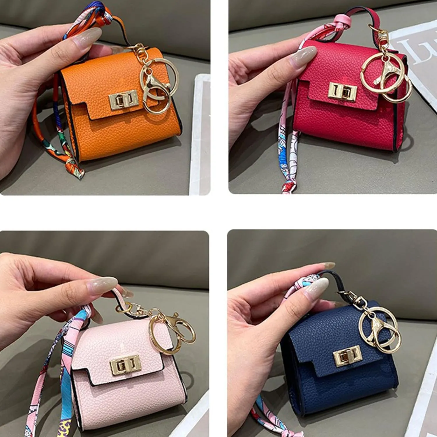 Mini Backpack Keychain Coin Purse for Women Small Keychain Purse Change Pouch Key Chain Change Purse Little Miniature Bag Charm Cute Key Headset Bag (Black)