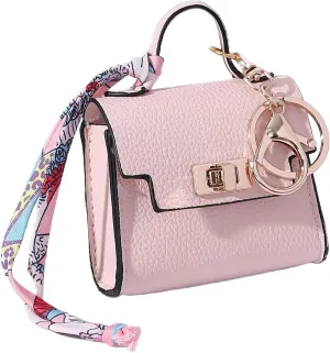 Mini Backpack Keychain Coin Purse for Women Small Keychain Purse Change Pouch Key Chain Change Purse Little Miniature Bag Charm Cute Key Headset Bag (Pink)