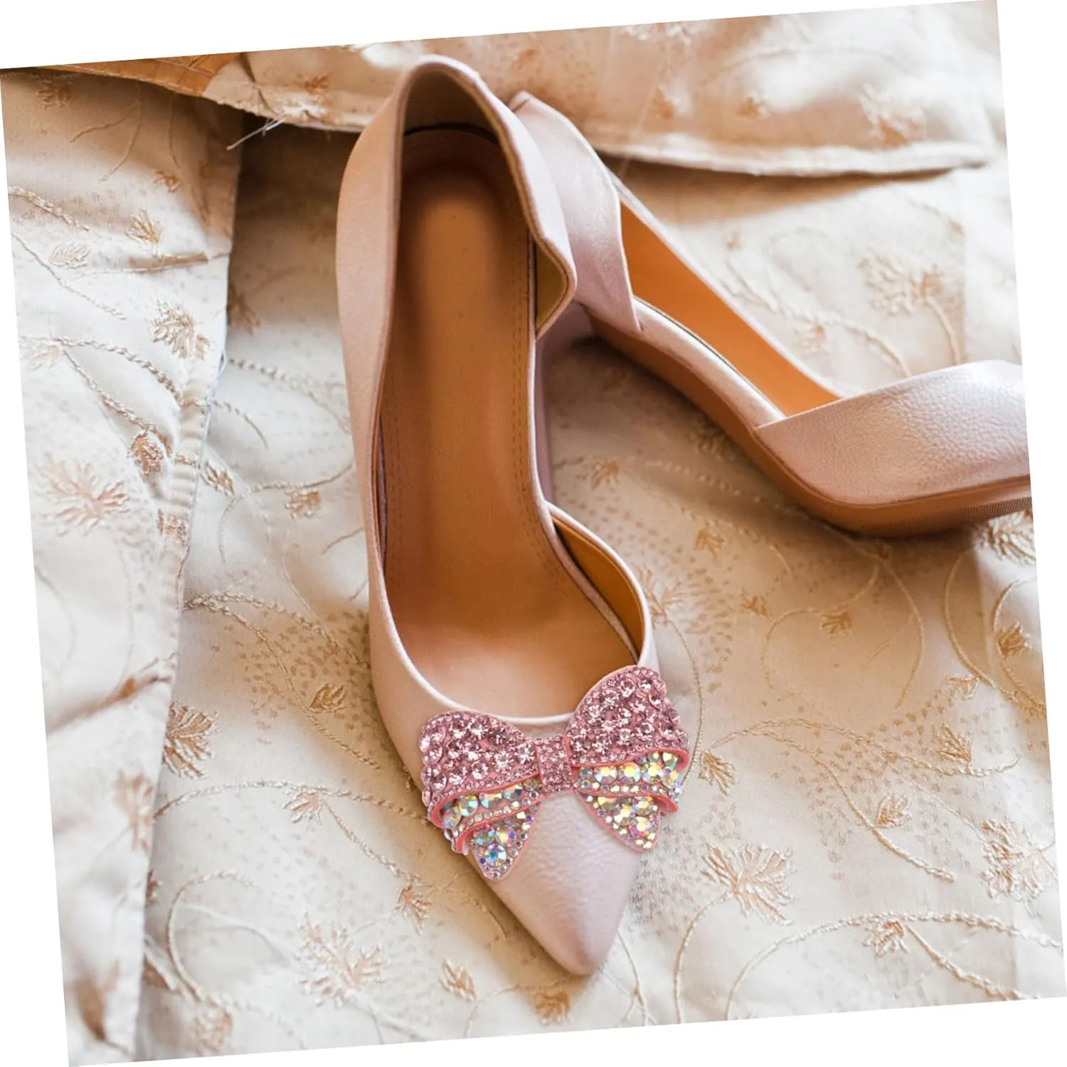 Mipcase 1 Pair Fashion Shoe Ornament Bowknot Shoes Clip Wedding Metal Shoe Buckle Wedding Shoes Charms Bow