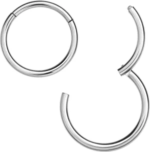 MissNity 316L Surgical Steel Hinged Nose Rings Hoop 20G 18G 16G 14G, Diameter 6mm to 10mm, Color Gold - Rose Gold - Silver - Black - Rainbow
