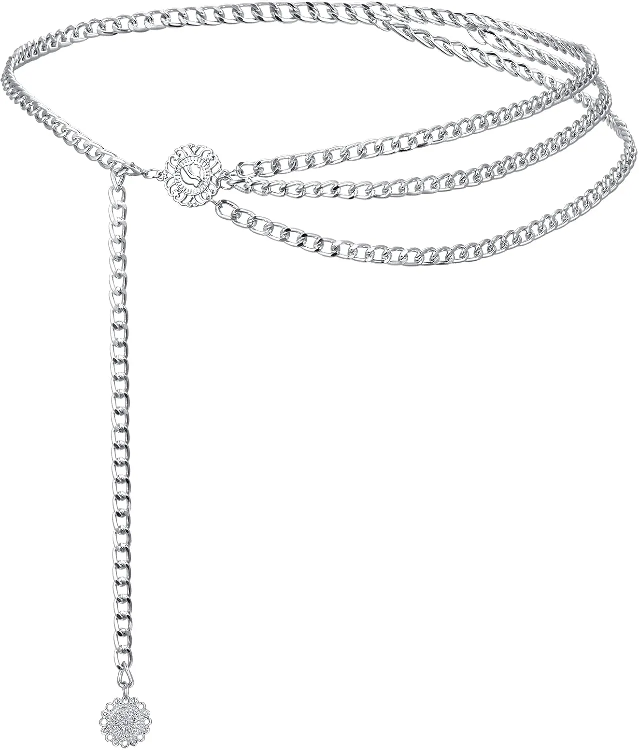 MODRSA Chain Belt Chain Silver Chain Belt Gold Chain Belt with Chain Sunflower Butterfly Waist Chain Belt Plus Size Long