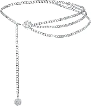 MODRSA Chain Belt Chain Silver Chain Belt Gold Chain Belt with Chain Sunflower Butterfly Waist Chain Belt Plus Size Long
