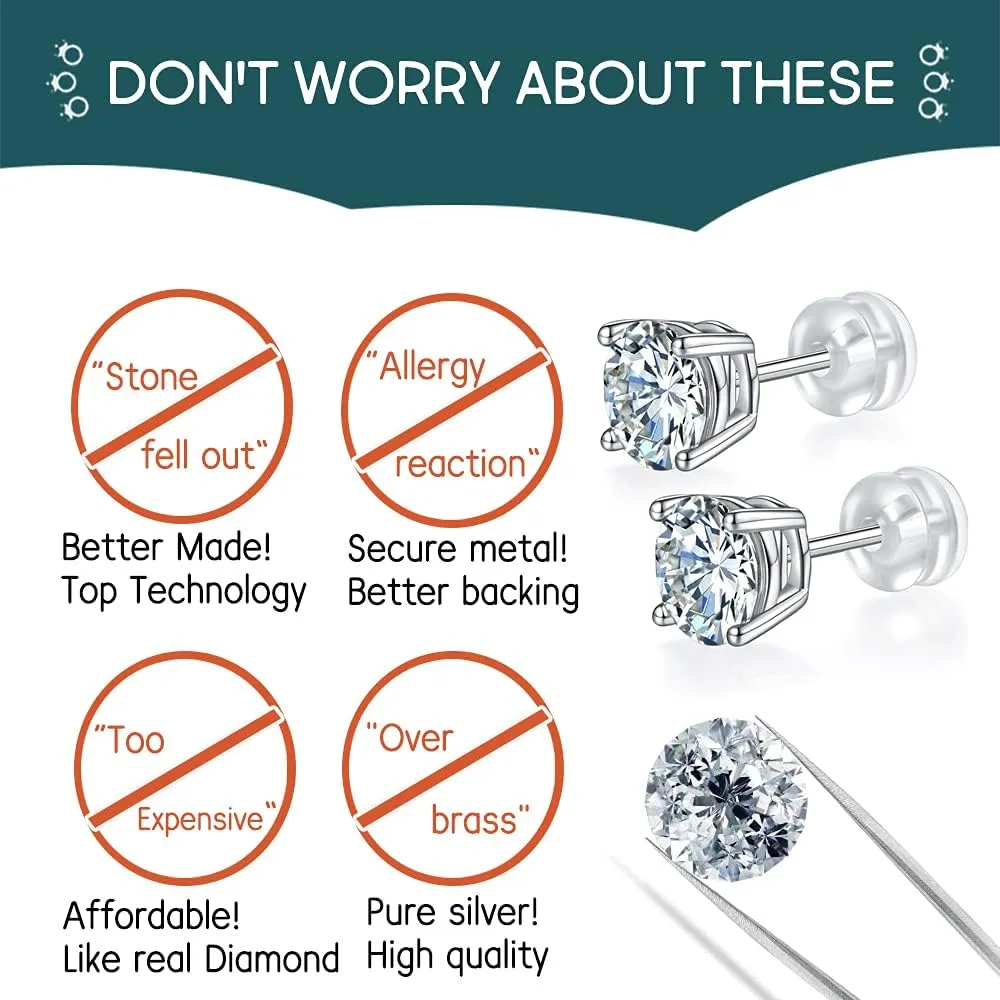 Moissanite Stud Earrings for Women,Sterling Silver 925 Earrings Jewelry Engagement Gifts for Women Men
