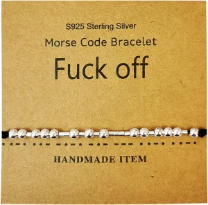 Morse Code Bracelet, Vintage Silver Promise Distance Friendship Bracelets Hand Made Beads String Rope Bracelet for Women Men Friend Couples(Fuck Off)