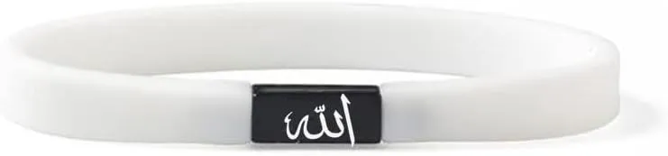 Muslim Allah Bracelets for Men Women Stainless Steel Sports Silicone Arabic Shahada Wristband Allah Religious Inspirational Jewelry Islam Name of God's Messenger Faith Gift for Him Her