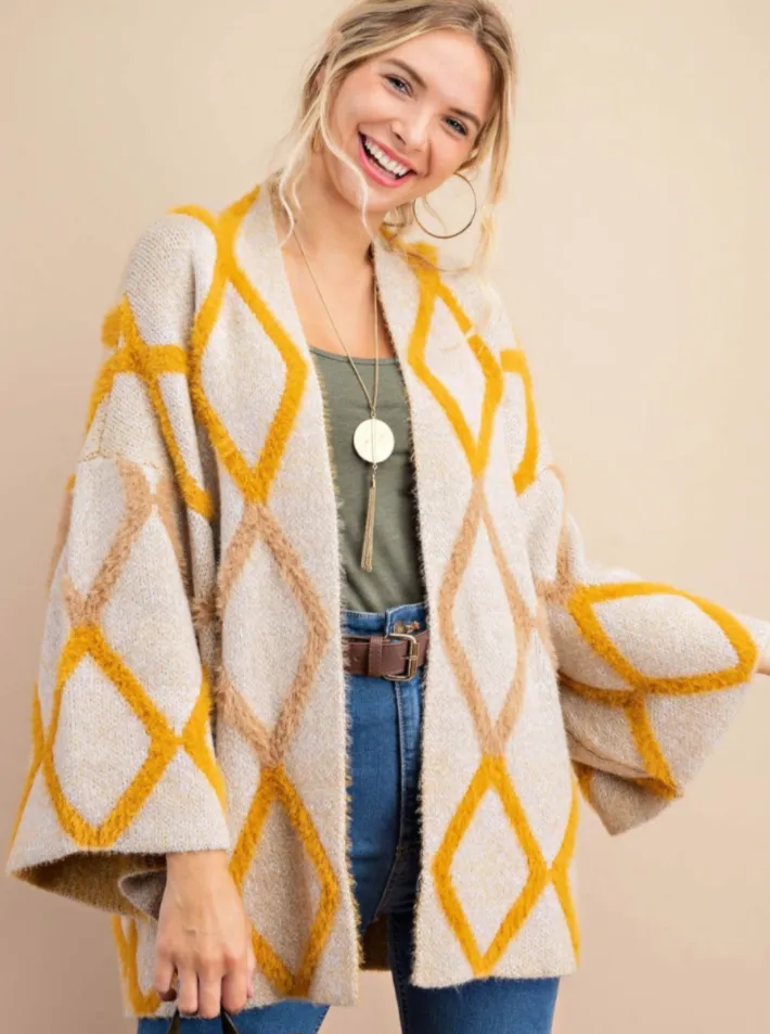Mustard Patterned Cardigan