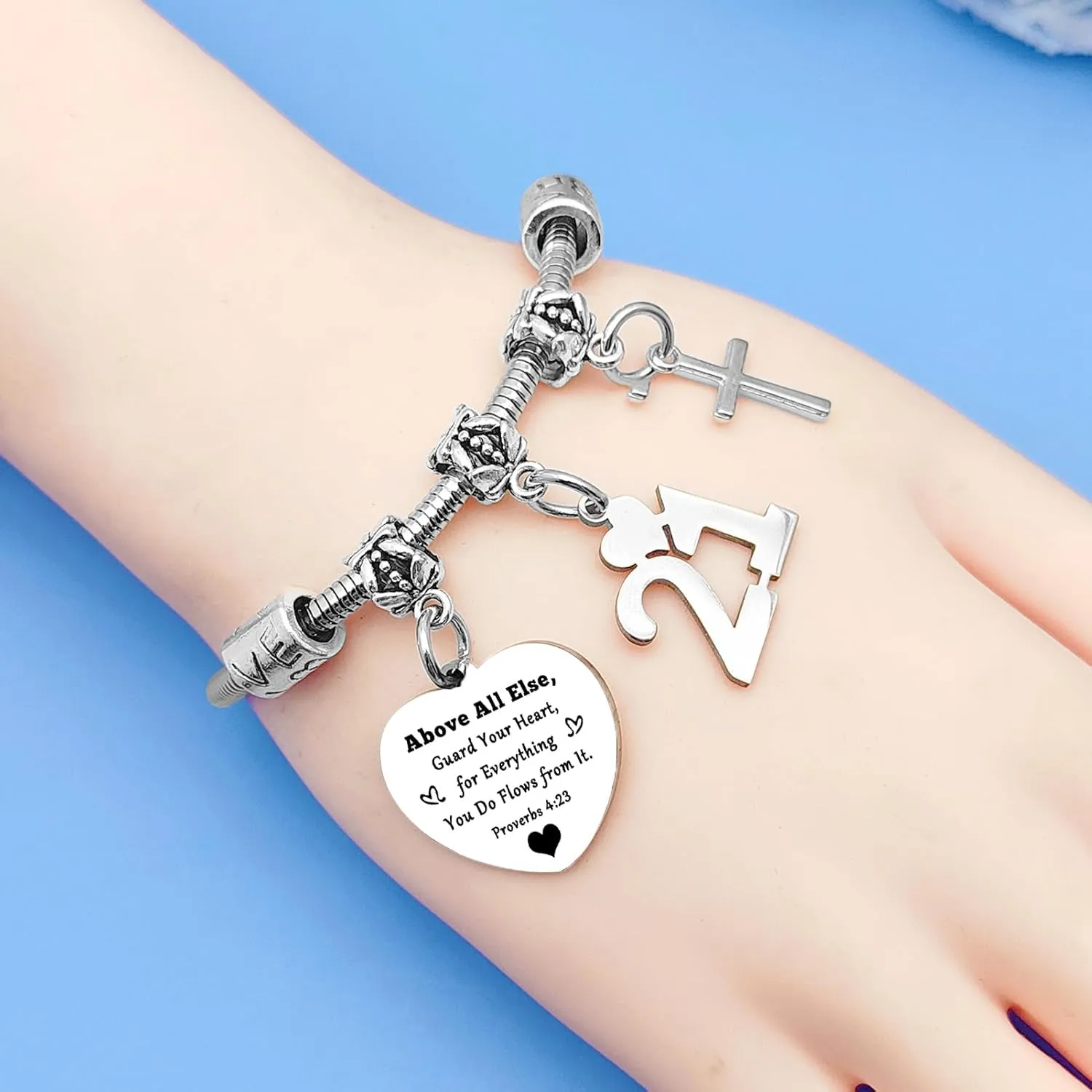 Mwphuy Christian Bracelets for Women Inspirational Gifts for Girls Birthday Jewelry for Teens Best Friends Sister Daughter Bible Verses Bracelet Religious Jewelry Christian Gift Guard Your Heart