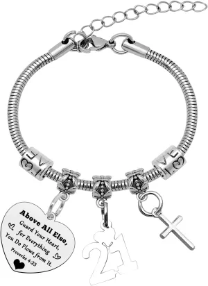 Mwphuy Christian Bracelets for Women Inspirational Gifts for Girls Birthday Jewelry for Teens Best Friends Sister Daughter Bible Verses Bracelet Religious Jewelry Christian Gift Guard Your Heart