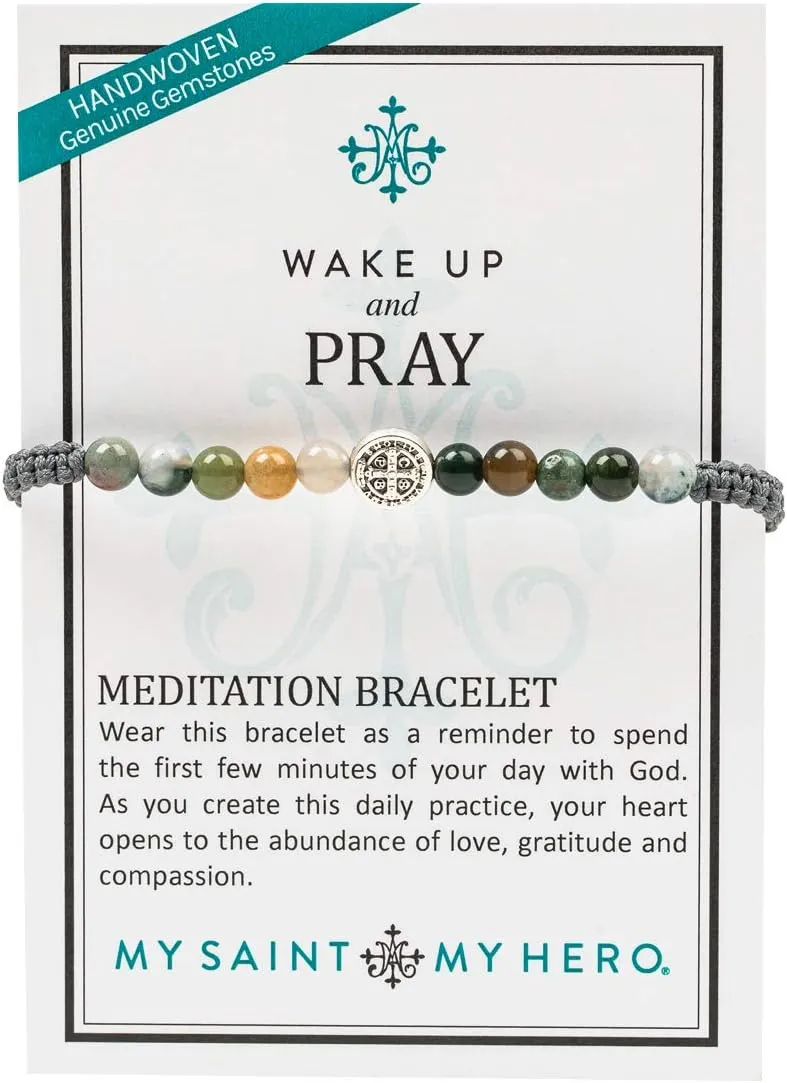 My Saint My Hero Benedictine Blessing Bracelets  Handwoven Spiritual Protection with Medals Hand-Cast In Italy at Sacred Site