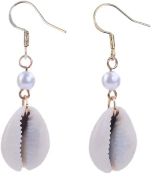 Natural Cowrie Shell Earrings for Women Gold Color Drop Earrings Dangle Beach Summer Jewelry Sea Gifts