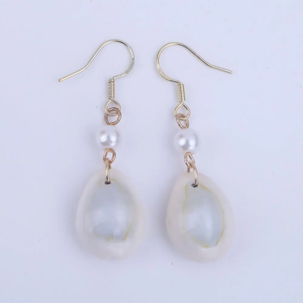 Natural Cowrie Shell Earrings for Women Gold Color Drop Earrings Dangle Beach Summer Jewelry Sea Gifts