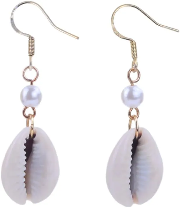 Natural Cowrie Shell Earrings for Women Gold Color Drop Earrings Dangle Beach Summer Jewelry Sea Gifts