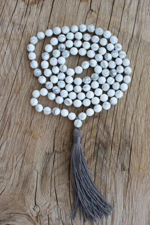 Natural Howlite 6mm 108 Mala Beads, Spiritual, Meditation Beads, Reiki, Japa Mala, Buddhist Prayer Beads, Yoga Bracelet, healing beads LKMALA-RRGU-2708