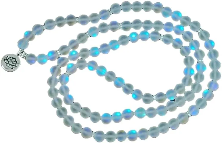 Natural Moonstone 8mm 108 Mala Beads, Spiritual, Meditation Beads, Reiki, Japa Mala, Buddhist Prayer Beads, Yoga Bracelet, healing beads LKMALA-RRGU-1423