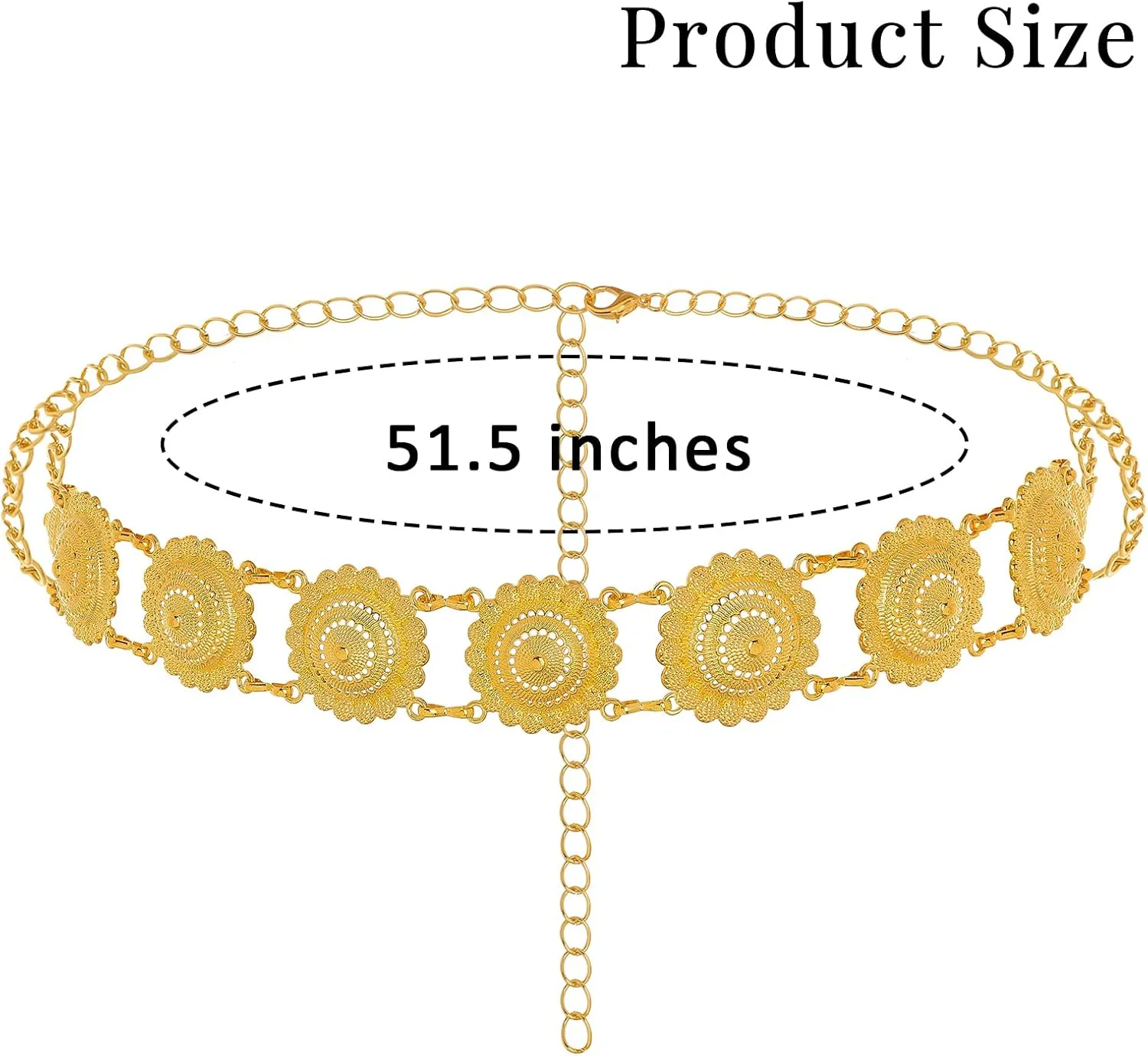 Navoky Boho Gold Belt Women Flower Metal Belts Adjustable Body Link Jewelry for Dress and Jeans