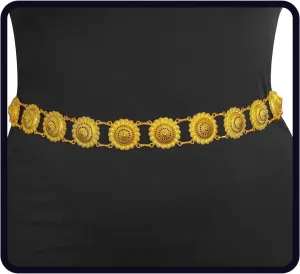Navoky Boho Gold Belt Women Flower Metal Belts Adjustable Body Link Jewelry for Dress and Jeans