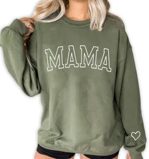 NAZENTI Embroidered Mama Sweatshirt, Mothers Day Sweatshirt Gifts for Mom Mama, Embroidered Crewneck Sweatshirt for Women