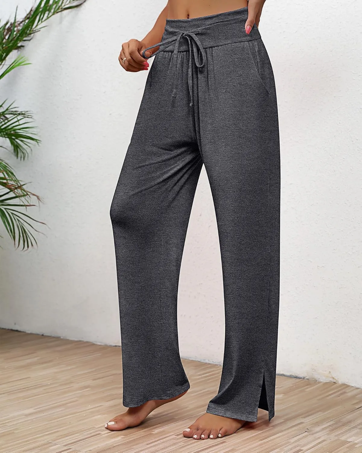 Neer 3 Pack Women's Lounge Pants Wide Leg Yoga Sweatpants with Pockets High Waisted Drawstring Lounge Loose Workout Jogger