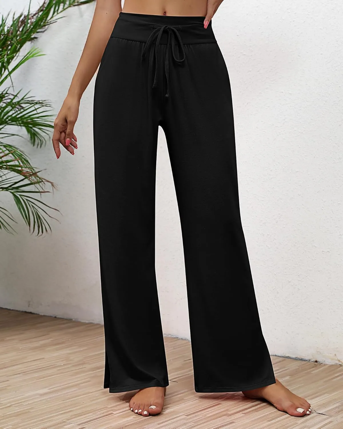 Neer 3 Pack Women's Lounge Pants Wide Leg Yoga Sweatpants with Pockets High Waisted Drawstring Lounge Loose Workout Jogger