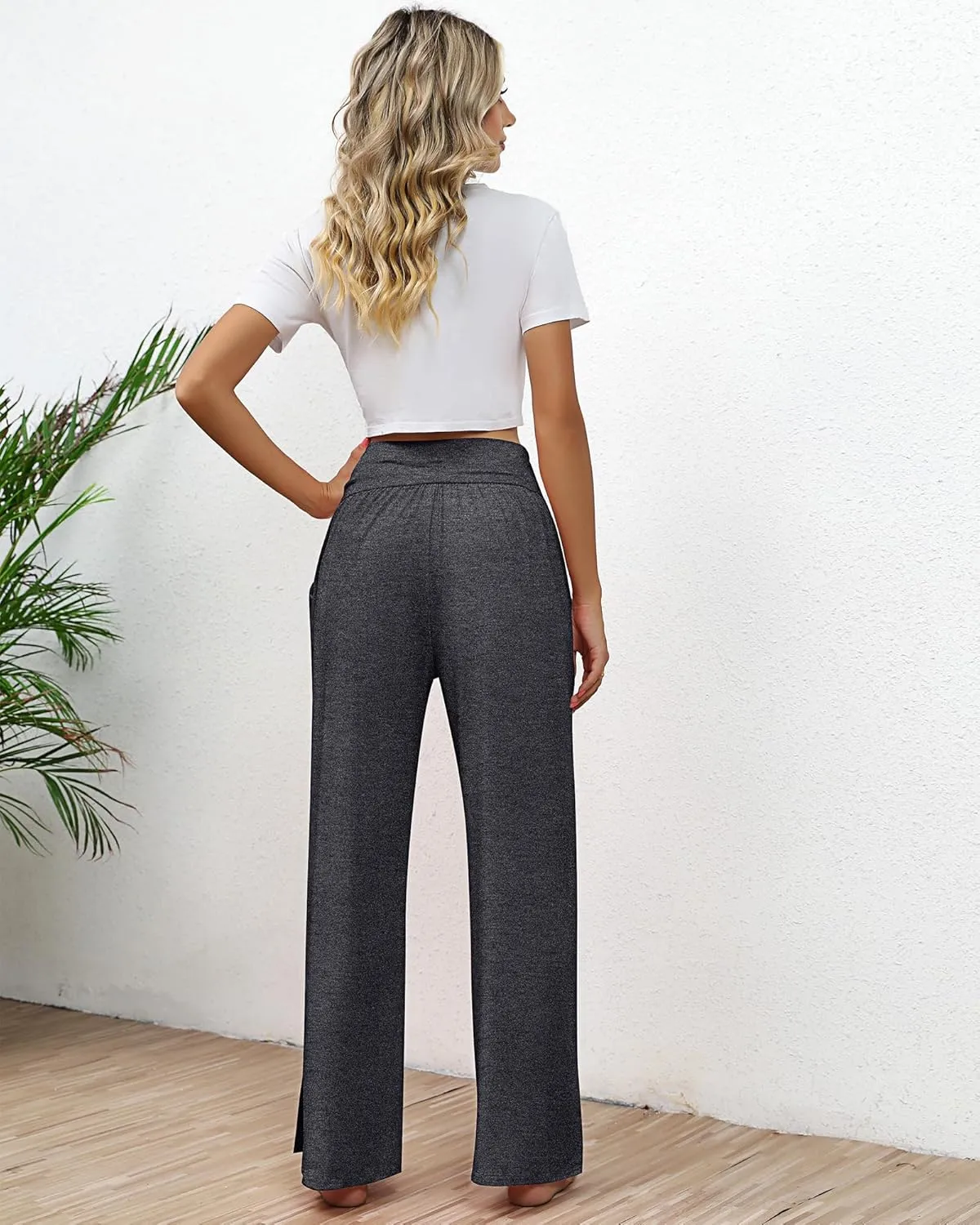 Neer 3 Pack Women's Lounge Pants Wide Leg Yoga Sweatpants with Pockets High Waisted Drawstring Lounge Loose Workout Jogger